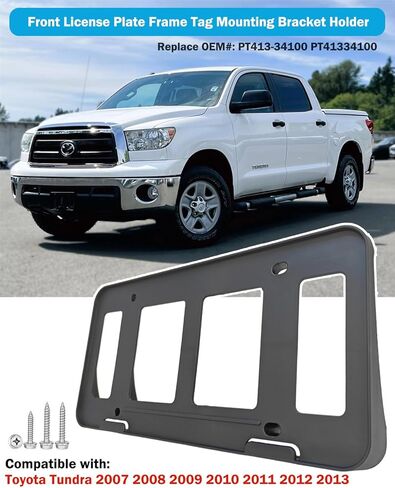 Front License Plate Frame for Toyota Tundra 2007 2008 2009 2010 2011 2012 2013 Front Bumper License Plate Holder Mounting Bracket Cover Replace# PT413-34100 in Saudi Arabia