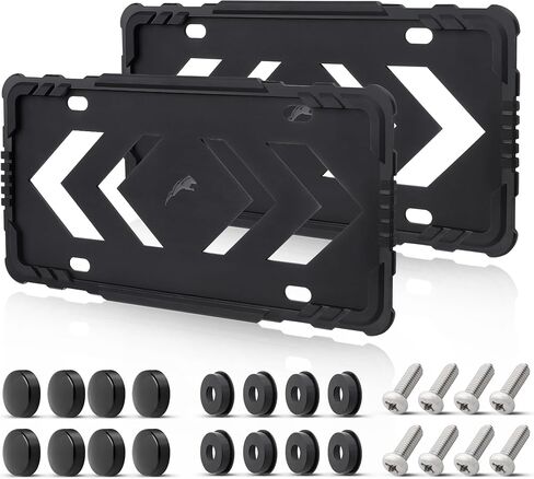 RED WOLF Silicone License Plate Frames 2 Pack, Universal Front & Rear Car Tag Protector with 3 Drainage Holes, Scratch & Rust Proof Rubber License Plate Holder Without Obstruction, Black in Saudi Arabia