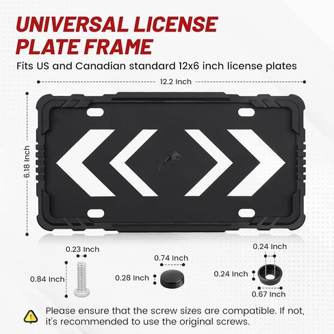 RED WOLF Silicone License Plate Frames 2 Pack, Universal Front & Rear Car Tag Protector with 3 Drainage Holes, Scratch & Rust Proof Rubber License Plate Holder Without Obstruction, Black in Saudi Arabia