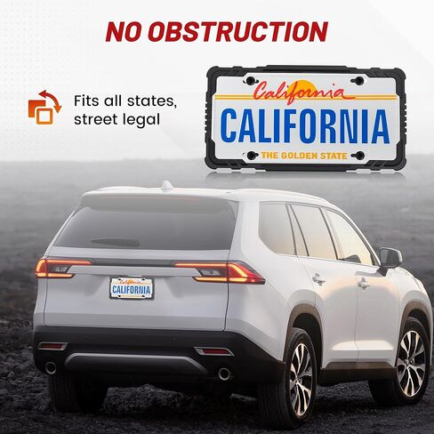 RED WOLF Silicone License Plate Frames 2 Pack, Universal Front & Rear Car Tag Protector with 3 Drainage Holes, Scratch & Rust Proof Rubber License Plate Holder Without Obstruction, Black in Saudi Arabia