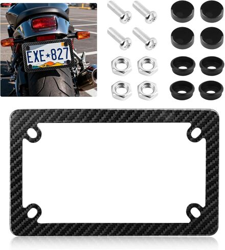 Carbon Fiber License Plate Frame for Motorcycle,Stainless Steel Motorcycle License Plate Frame as Fashion Decoration,Personalized Motorcycles Plates Frames with Screws in Kuwait