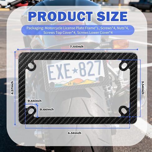 Carbon Fiber License Plate Frame for Motorcycle,Stainless Steel Motorcycle License Plate Frame as Fashion Decoration,Personalized Motorcycles Plates Frames with Screws in Kuwait