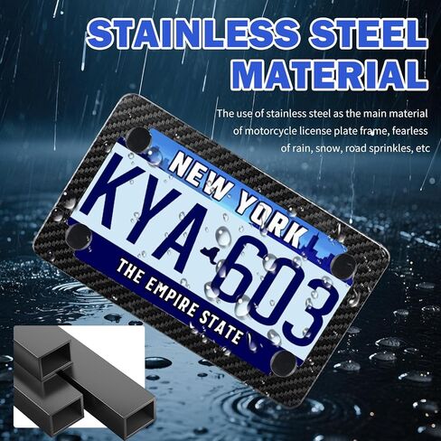 Carbon Fiber License Plate Frame for Motorcycle,Stainless Steel Motorcycle License Plate Frame as Fashion Decoration,Personalized Motorcycles Plates Frames with Screws in Kuwait