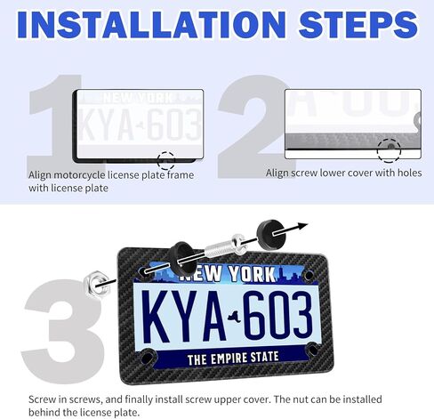 Carbon Fiber License Plate Frame for Motorcycle,Stainless Steel Motorcycle License Plate Frame as Fashion Decoration,Personalized Motorcycles Plates Frames with Screws in Kuwait