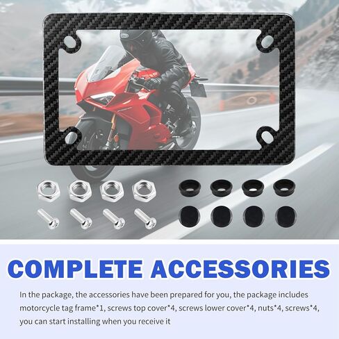 Carbon Fiber License Plate Frame for Motorcycle,Stainless Steel Motorcycle License Plate Frame as Fashion Decoration,Personalized Motorcycles Plates Frames with Screws in Kuwait