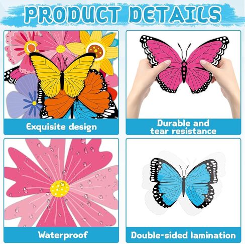 Spring Butterfly Bulletin Board Decoration Colorful Flower Cutouts Butterfly Classroom Decoration Floral DIY Photo Craft Together We Bloom Cutout for School Classroom Office Home Chalkboard Wall Decor in Saudi Arabia