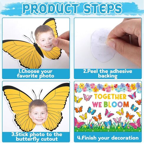 Spring Butterfly Bulletin Board Decoration Colorful Flower Cutouts Butterfly Classroom Decoration Floral DIY Photo Craft Together We Bloom Cutout for School Classroom Office Home Chalkboard Wall Decor in Saudi Arabia