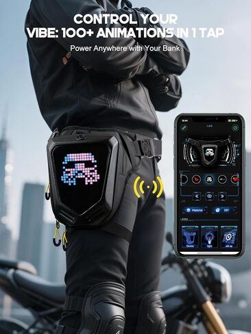 [Battery not included] Gelrova LED Thigh Bag, Programmable LED Drop Motorcycle Leg Fanny Pack Expandable Storage Tank Bags for Racing Bike Cycling in Saudi Arabia