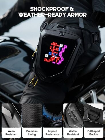 [Battery not included] Gelrova LED Thigh Bag, Programmable LED Drop Motorcycle Leg Fanny Pack Expandable Storage Tank Bags for Racing Bike Cycling in Saudi Arabia