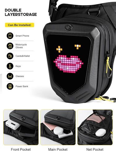 [Battery not included] Gelrova LED Thigh Bag, Programmable LED Drop Motorcycle Leg Fanny Pack Expandable Storage Tank Bags for Racing Bike Cycling in Saudi Arabia