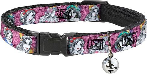 Buckle-Down Breakaway Cat Collar - Princess Sketch Poses/Floral Collage Pinks/Grays - 1/2" Wide - Fits 8-12" Neck - Medium in Saudi Arabia
