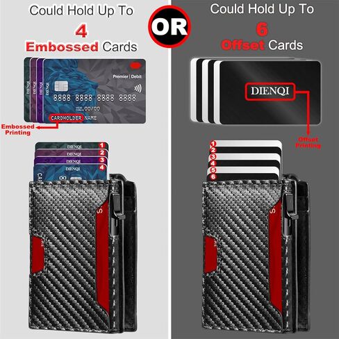 محفظة للرجال، حافظة حامل بطاقات الائتمان المنبثقة من البنك، حجب RFID، مدمجة، ذكية، نحيفة، بسيطة، رفيعة، سعة 11 بطاقة | نافذة الهوية | معدن الومنيوم | نمط ألياف الكربون | النساء (أسود) in Saudi Arabia