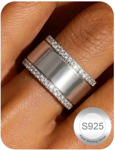 2Pcs Moissanite Rings for Women : 18K White Gold Plated 925 Sterling Silver Engagement Ring Eternity Wedding Band Dainty Moissanite Stackable Jewelry Set D Color VVS1 Clarity Size 4-10 in Kuwait