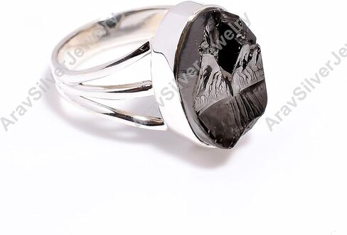 Natural Raw Shungite Gemstone 925 Sterling Silver Black Stone Handmade Statement Stacking Wedding Ring Jewelry Gift for Her in Saudi Arabia