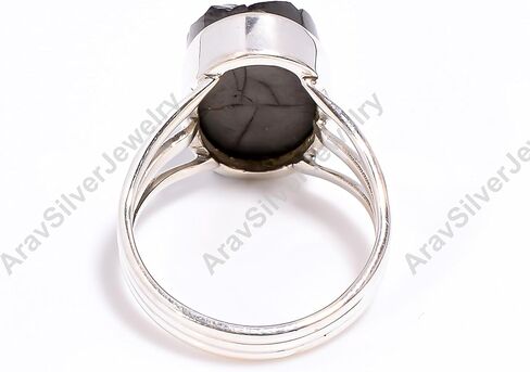 Natural Raw Shungite Gemstone 925 Sterling Silver Black Stone Handmade Statement Stacking Wedding Ring Jewelry Gift for Her in Saudi Arabia