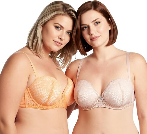 Curve Muse Women's Plus Size Add 1+ Cup Push Up Perfect Shape Underwire Lace Bra in Saudi Arabia