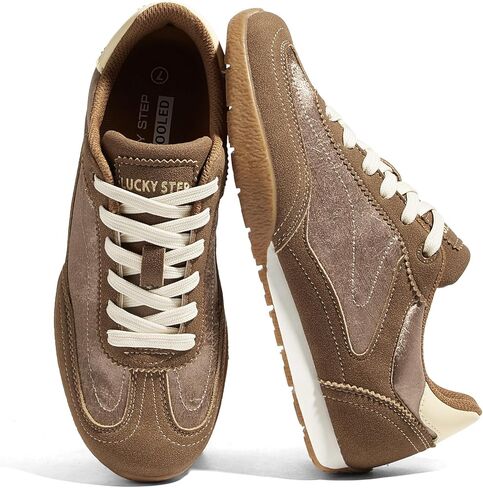 LUCKY STEP Women's Retro Casual Fashion Sneakers Classic Anti-Slip Neutral Walking Shoes Stylish Trainers Tennis Trendy Footwear in Saudi Arabia