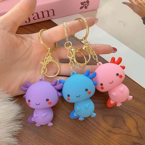 3 قطع سلاسل مفاتيح Kawaii للرجال والنساء، سلاسل مفاتيح لطيفة للمحفظة وحقائب الظهر والمحافظ والهواتف ومفاتيح السيارة هدايا للأصدقاء (أرجواني + أزرق + وردي) in Saudi Arabia