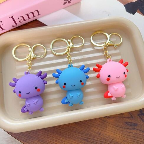 3 قطع سلاسل مفاتيح Kawaii للرجال والنساء، سلاسل مفاتيح لطيفة للمحفظة وحقائب الظهر والمحافظ والهواتف ومفاتيح السيارة هدايا للأصدقاء (أرجواني + أزرق + وردي) in Saudi Arabia