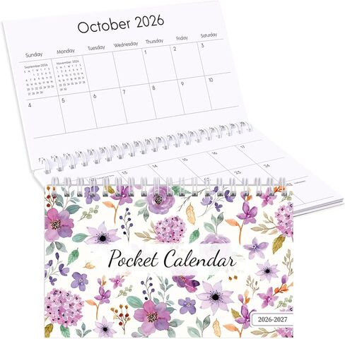 تقويم الجيب Phyxin 2026-2027، تقويم الجيب 2026 - يمتد من يناير 2026 حتى ديسمبر 2027، 2026-2027 مخطط شهري - 4.2 بوصة × 6.5 بوصة، مخطط جيب مع ملف للوازم المكتبية المدرسية، أرجواني in Kuwait