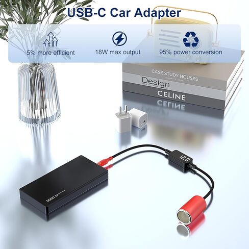 محول ولاعة سجائر J&D USB C إلى 12 فولت، كابل محول مقبس ولاعة سجائر السيارة USB C 12 فولت 18 وات لكاميرا داش كام، نظام تحديد المواقع العالمي، مسجل القيادة، يدعم عرض الجهد الكهربائي، أحمر، 1 قدم in Saudi Arabia