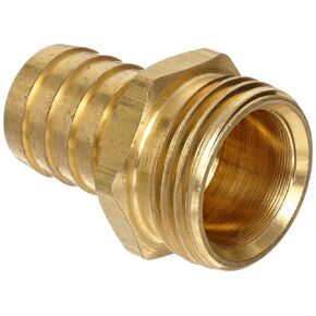 Anderson Metals Brass Garden Hose Fitting, Connector, 1/2" Barb x 3/4" Male Hose