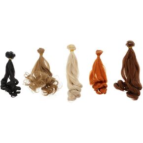 VILLFUL Curly Doll Hair 5pcs Doll Wig Doll Synthetic Hair Extension Black Wigs Doll Making Hair Wefts Eyes for Crafts Doll Hair Extensions Doll Hair Materials High Temperature Wire Curly