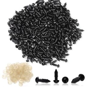 600pcs 6mm Safety Eyes with Washers, Plastic Safety Eyes Black Doll Eyes Stuffed Animal Eyes for Amigurumi Crochet DIY Crafts Bear Animal Making Supplies