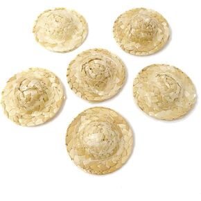 Honbay 6PCS Mini Hand Knitting Doll Straw Hat for DIY Crafts Jewelry Accessories Decoration