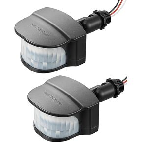 EDISHINE Outdoor Motion Sensor, 240° Detection Range & 60FT Detection Distance, 120V AC Replacement Motion Sensor, Dusk to Dawn Motion Sensor for Garage, Yard, Driveway, Porch, White, 2 Pack