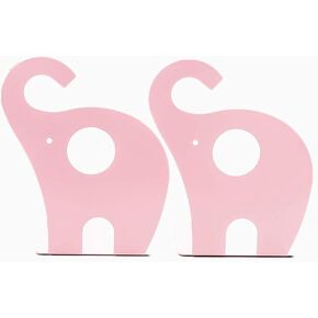 Leoyoubei Steel Book Racks Cute Elephant Art bookends Desk Accessories & Workspace Organizers, Kids Bedroom Or playroom, Office or Gift -Small Books,Book Organizer Non-Slip 1 Pairs Pink