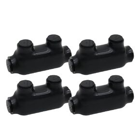 4PCS 2 Port Insulated  Splice Connector Black Interconnect Terminals 3/0-6AWG Wire Range 7/32" Allen Hex and Pre-Filled with Oxidation Inhibitor 2.09"L*1.89"W*1.82"H (4PCS)
