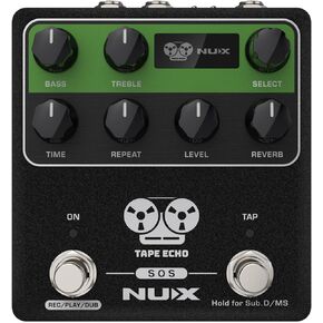 NUX NDD-7 TAPE ECHO Delay Effects Pedal,Up to 1600ms Stereo Delay Time,7 Repro-Tape Heads Combinations and Reverb
