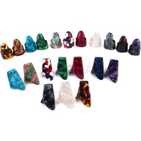 16 Pcs Thumb and Finger Picks Set Celluloid Guitar Pick for Acoustic Guitar Ukulele Bass Mandolin Banjo, Random Color