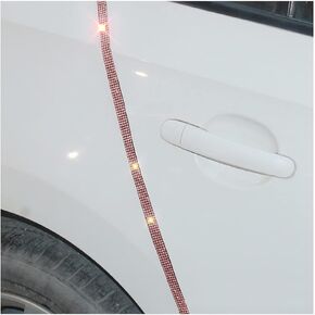 4PCS Bling Car Door Edge Guards Protector, Diamond Auto Side Door Anti-Collision Crash Strip Sticker, Crystals Vehicle Anti-Scratch Bumper Tape, Universal for SUV Truck Pickup (White)