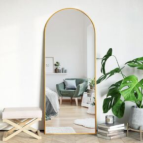 XKZG 64" x 21" Arched Full Length Mirror Floor Mirror with Aluminum Alloy Frame Full Body Mirror Stand Mirror Wall Mounted Mirror for Bedroom Living Room - Gold in Saudi Arabia
