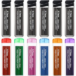 HESTYA 360 Pieces Color Pencil Refills Mechanical Pencil, 0.7 mm HB, 7 Colors Include Black S with Convenient Dispensers