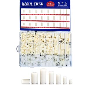 Dana Fred 795pcs Nylon Round Spacer Non-Threaded Plastic Standoff Hardware Assortment Kit White OD 7mm ID 3mm 4mm 5mm Length 4mm 5mm 6mm 8mm 10mm 15mm 18mm 20mm 25mm