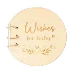 CJiangpo Baby Shower Guest Book Alternatives Wood Baby Shower Sign in Guest Book, Wishes Advice Log with 35 Blank Pages Memory Keepsake Gifts for New Parents