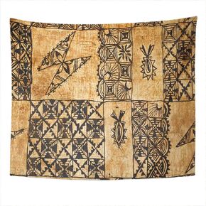 Shenywell Abstract Vintage Tapa Tapestry Wall Hanging 50x60 Inch Pattern Hawaiian Style Flower Hibiscus Tribal Elements Fabric Patchwork Style Can Decorate Bedroom Living Room Dorm