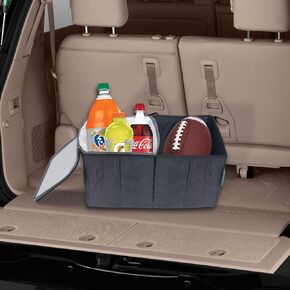 FH Group E-Z Travelâ„¢ Foldable Car Storage Bin, Expandable Accordian Car Storage Bin, Collapsible Cargo Car Trunk Organizer Gray
