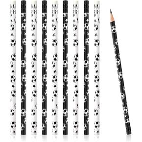 24 Pieces Soccer Pencils Kids Sports Pencils with Eraser Soccer Star Print Wooden Pencils for Children School Office Supplies Soccer Football Team Party Favors (24 Pieces)