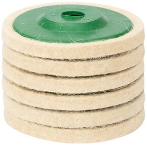 6 Pack 4 Inch Round Wool Felt Disc Wheel Pad, for 100 Angle Grinder, Buffing Polishing Buffer Bore Dia-White & Green