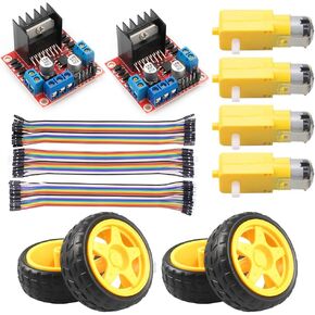 KeeYees L298N Motor Drive Controller Board Stepper Motor Control Module Dual H-Bridge with DC Motor and Smart Car Wheel Compatible with Arduino