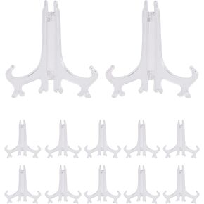 Emptty 12PCS Plastic Display Stand 6 Inch Clear Plastic Easels to Display Pictures or Other Items for Home decoration, Business, Showroom, Wedding, Birthday Party in Kuwait