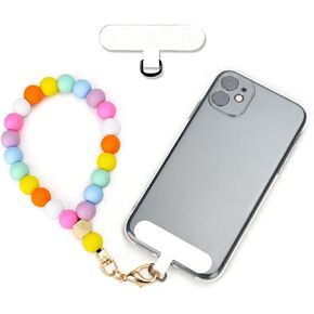 CHIWUTECH Silicone Beaded Phone Wrist Strap, Cellphone Lanyard with Tether Tab, Hands Free Wristlet Chain Bracelet, iPhone Charm Accessories for Women