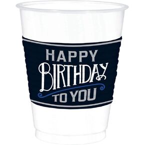 amscan Happy Birthday Man Plastic Cups -16 Oz. | Pack of 25