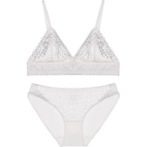 Women's Wireless Bralette Underwear French Ultra -Thin Triangle Cup Lingerie Set