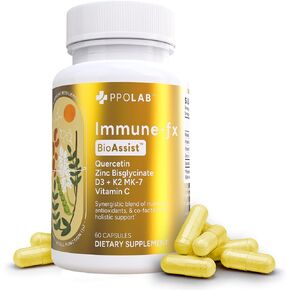 PPO Lab BioAssist® Immune-fx, Immune Support Supplement, Pulmonary Lung Supplement, Clean Certified® Quercetin with Vitamin C, Zinc AAC, K2 D3 Vitamin, Non-GMO, Lung Support 60 Vegan Capsules