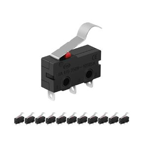 Micro Limit Switch, 2.2 Inch Micro Switch with Lever SPDT 1NO 1NC, 3 Pin Push Button Momentary Limit Switch AC 5A 125V 250V(12 Pcs)